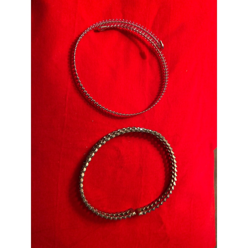 Choker Necklace's Lot-2 Silver Tone One has Rhinestones 13" One has Openwork 16"